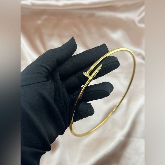 Gold Plated Stainless Steel Nail Shaped Necklace - Picture 6 of 7